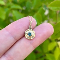 Image 1 of Gold Wreath Charm, Teal Montana Sapphire