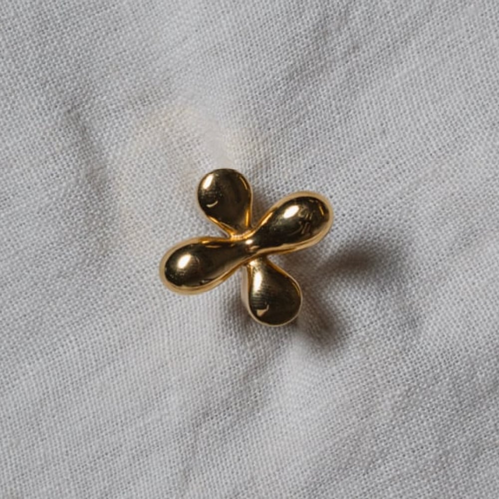 Image of FLOREYA 18ct Gold Plated Flower Statement Ring 