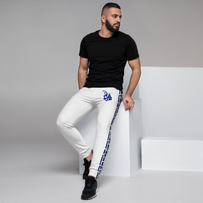 Image of YStress Exclusive White Blue and Black Men's Joggers (2)