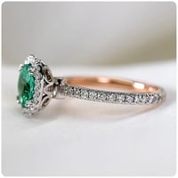 Image 4 of Royal Jewelry Princess Diana Soild Rose Gold Ring Natural Emerald Engagement Wedding Band Rings for 