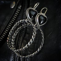 Image 2 of MTO Onyx Heart & Chain Hoops