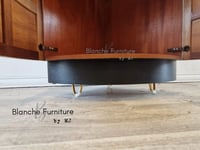 Image 5 of Pair of Nathan Corner Drinks Cabinets in Black and Walnut on Gold Hairpin legs