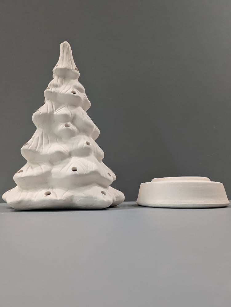 Image of Ceramic Bisque Ready To Paint Christmas Tree with Base Including Light Kit