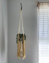 Image 1 of Yellow Fringed Plant Hanger 