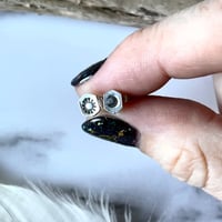 Image 2 of Handmade Sterling Silver Tiny Sun & Crescent Moon Stud Earrings