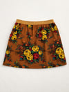 Brown Floral Barkcloth A-line Skirt size 14 with free postage 