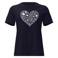Image 2 of Women's Relaxed T-Shirt, Wildflower Heart T-Shirt | Minimal Floral Heart Graphic Tee