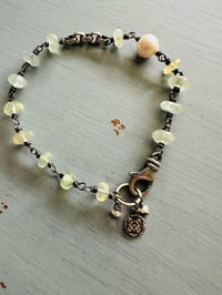 Image 9 of prehnite pearl charm bracelet in 14k and sterling silver