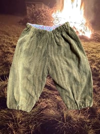 Image 1 of LITTLE PANTS - olive cord and floral flannelette 
