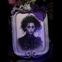 Image 2 of ‘EDWARD SCISSORHANDS’ - HAND EMBELLISHED PRINT IN HAND PAINTED FRAME - 7 x 5 in { 1 / 1 }