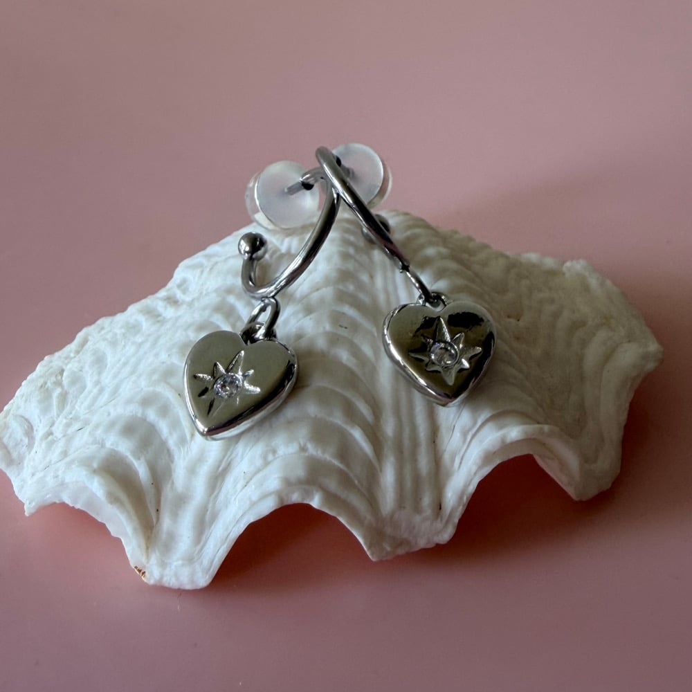 Image of Little Heart with Star Half Hoops