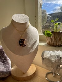 Image 1 of Gold Red Obsidian  Moon Necklace