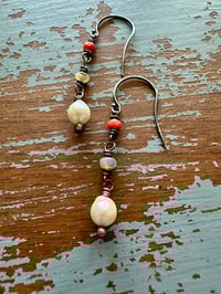 Image 3 of antique coral opal and pearl earrings