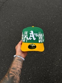 Image 2 of TRI TONE KELLY GREEN  OAKLAND ATHLETICS CUSTOM FITTED CAPS CAP