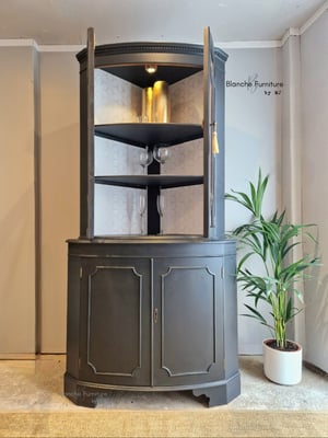Image of Double Corner Drinks Cabinet with Light and Lining - Grey