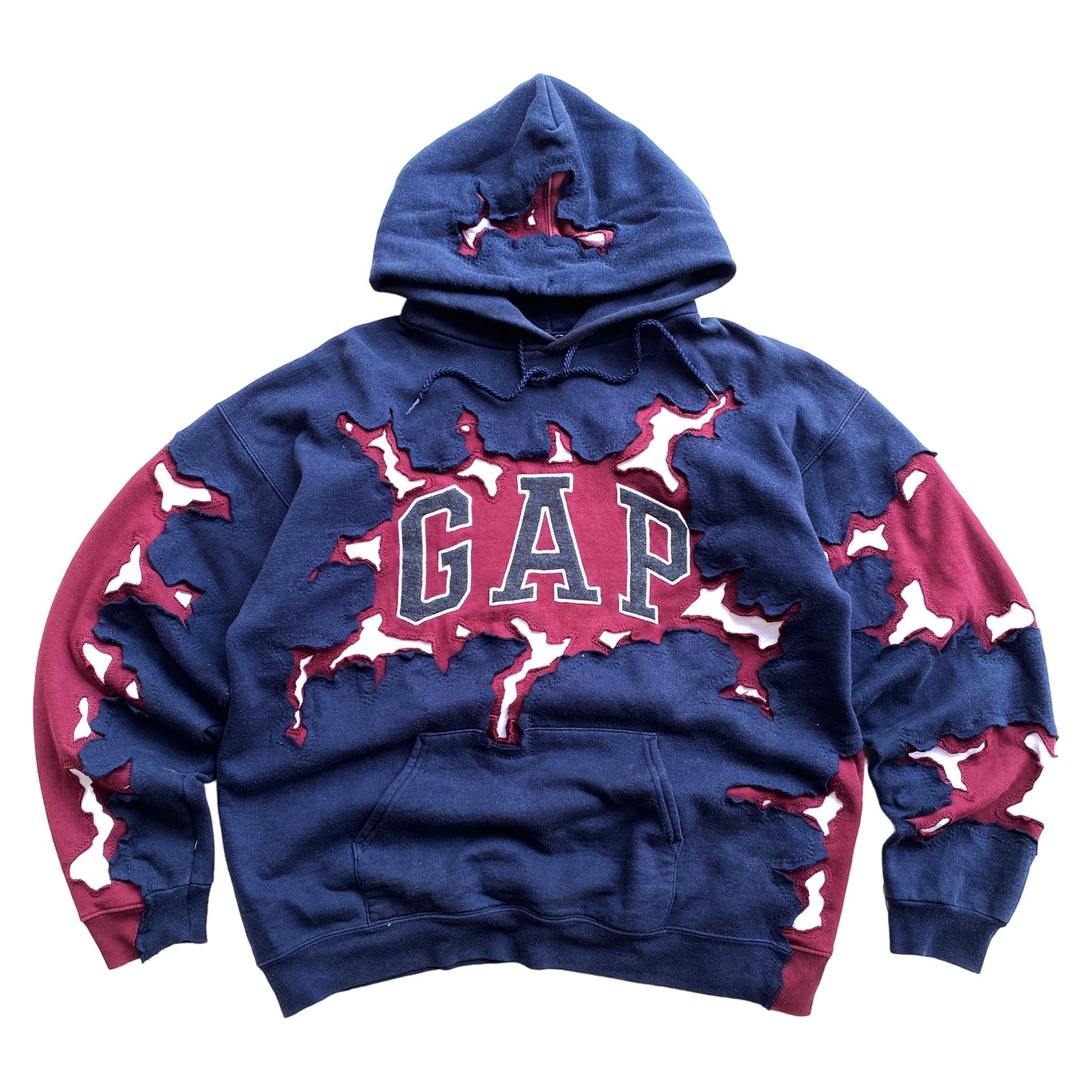 最終値下げGAP KONKRRRITE JUNGLE リメイクパーカー REWORKED GAP CRACKED NAVY HOODIE SIZE M | konkrite market