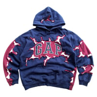 Image 4 of REWORKED GAP CRACKED NAVY HOODIE SIZE M