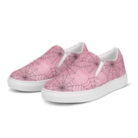 Image 4 of Pink & Black Spiderwebs Goth/Punk/Kawaii/Pastel Women’s Slip-On Canvas Shoes