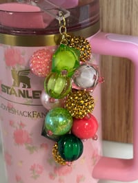 Image 2 of Ibiza Sunset Green & Pink Tumbler Straw Bauble