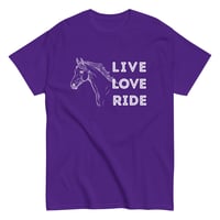 Image 1 of Unisex classic tee, Live Love Ride Western Horse Shirt Unisex Cowgirl Equestrian Graphic Tee