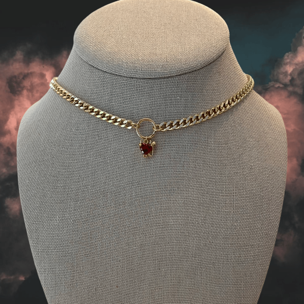 Image of -;- lil devil heart choker -;- (silver or gold)