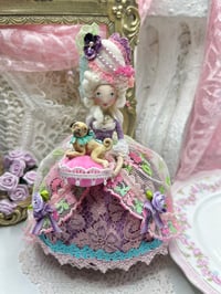 Image 1 of Marie Antoinette with pug, miniature art doll figure