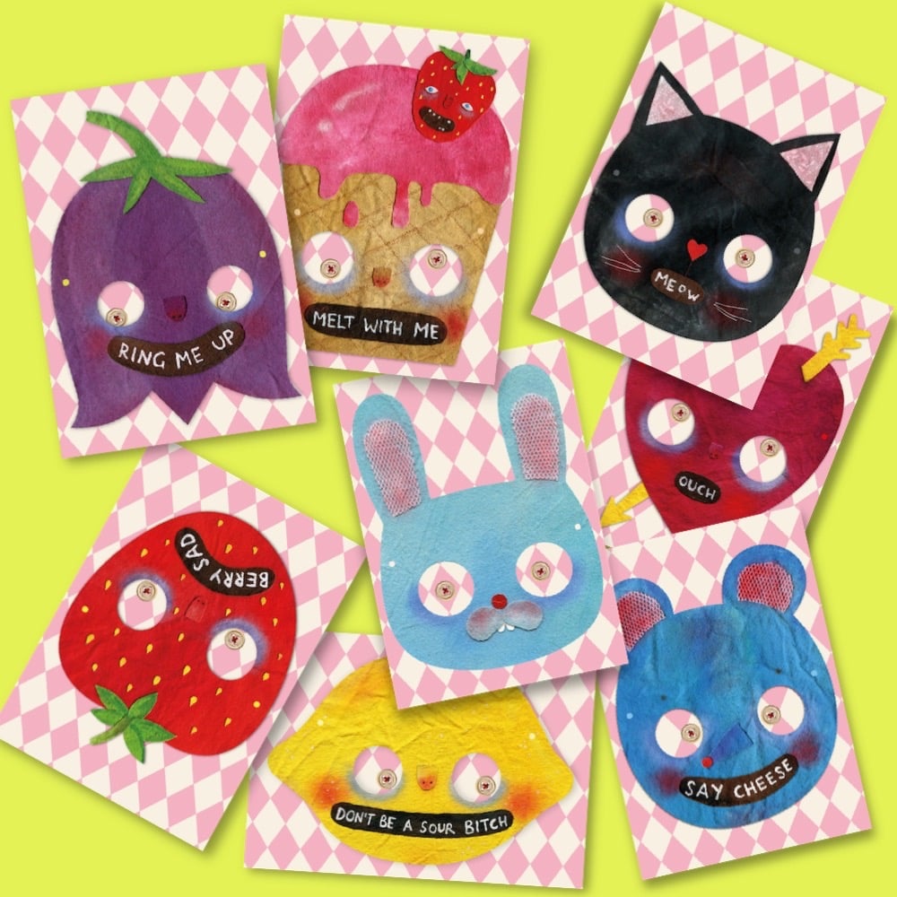 Image of Paper Masks - Set of 8 Postcards