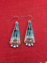 Image 3 of Green Opal & Petrified Wood Earrings