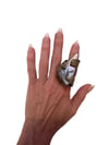 60s massive art spoon ring with abalone 