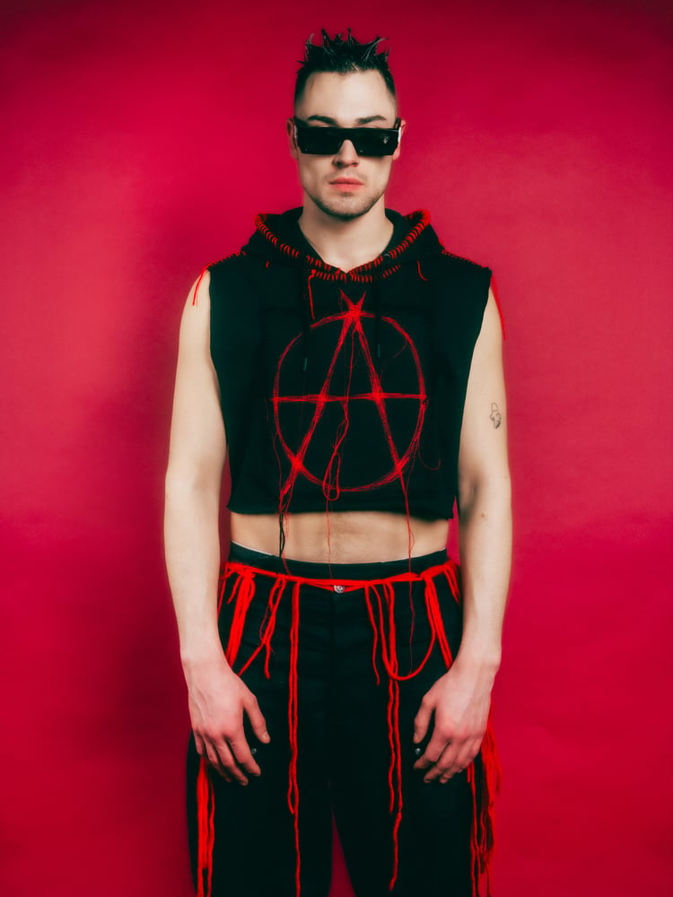 Image of THE END IS NEAR X SIKE ANARCHY CROP TOP HOODIE 