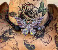 Image 2 of  Brown Cowboy Hat w/Butterfly Print Crystal Bead and Butterfly Band