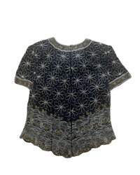 Image 2 of Laurence Kazar beaded 100% silk top 🌸🪩✨