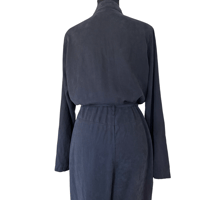 Image 6 of Black Cloth & Stone Button Front Pant Jumpsuit with Waist Tie- Anthropologie Size M 
