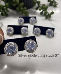 Silver circle bling studs
