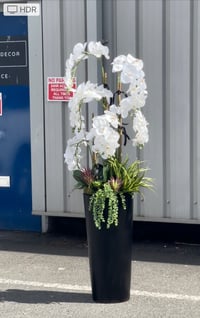 Image 2 of NEW! Extra tall silk with succulents floor standing orchid 