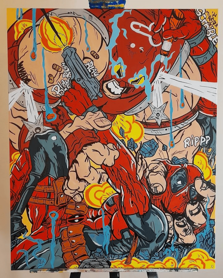 Image of Deadpool vs Jugranit Painting (Print) Copy