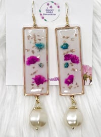 Image 3 of WHITE SPARKLY FLORAL DANGLES