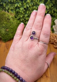 Image 2 of Adjustable Double Amethyst Wrap Ring