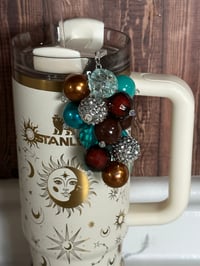 Image 2 of Western Theme Turquoise Tumbler Straw Bauble