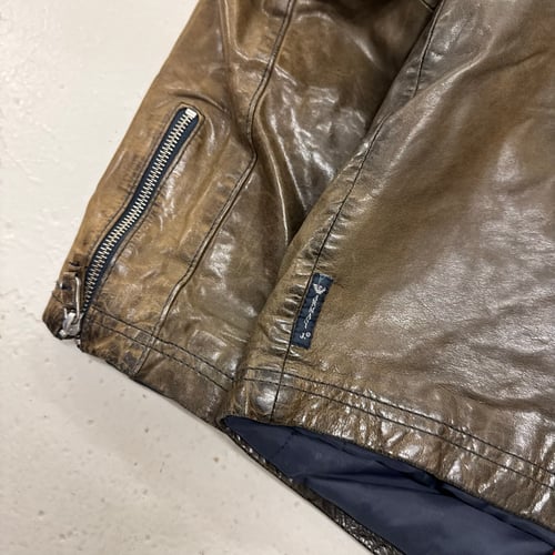 Image of 2000s Armani Jeans Leather Jacket, Size Medium