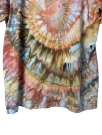 Image 6 of ♻️ UPCYCLED L Ladies 100% Cotton Tee in Mojave Spiral Ice Dye