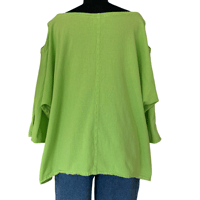 Image 3 of Oh My Gauze Green Cotton Oversize Top with Cut Out Sleeve - Size 3 XXL Women’s