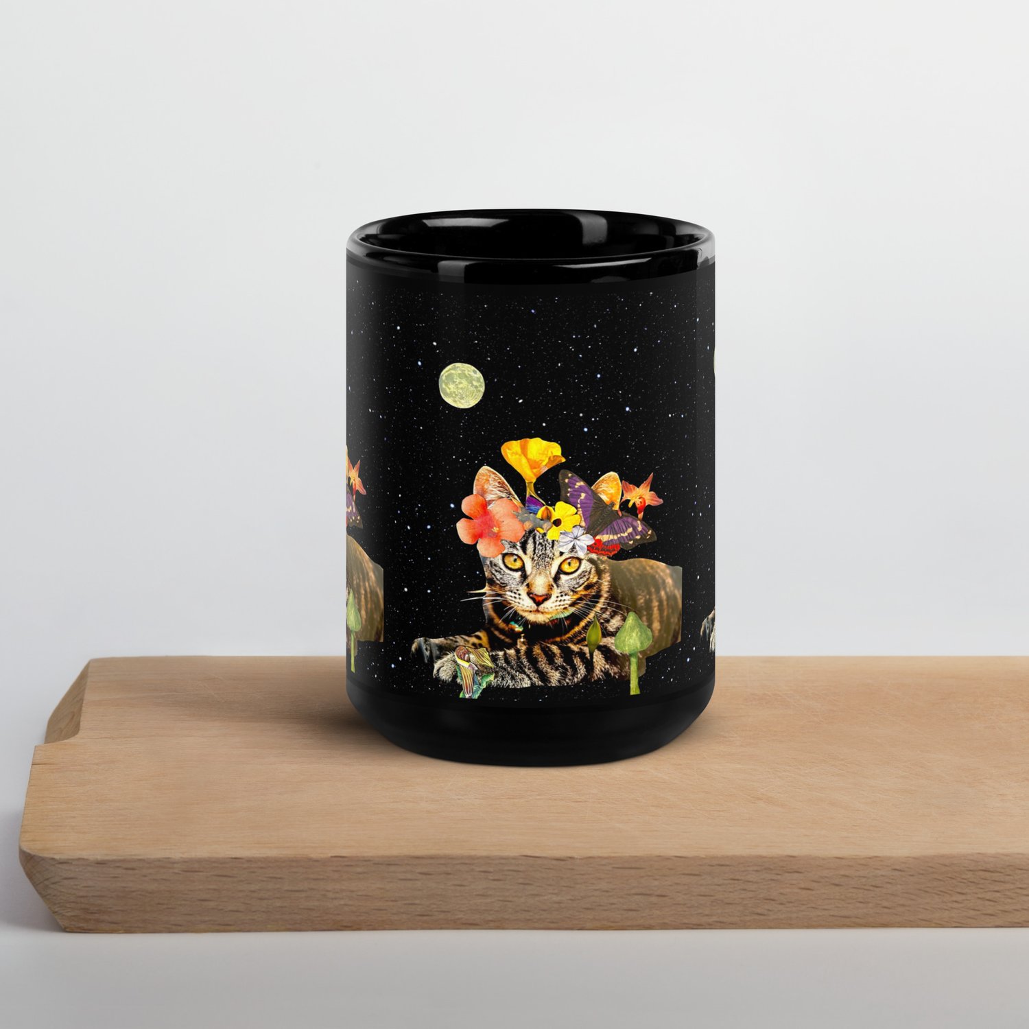 Image of Frida Cat-lo - Black Glossy Mug - 2 Size Options 