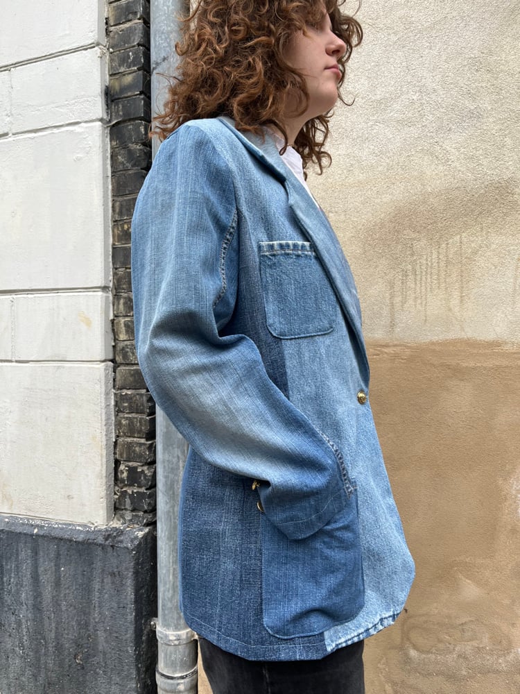 Image of Slim blazerjakke i jeans  (m)