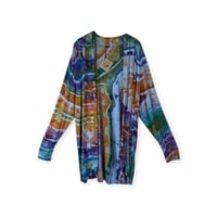 Image 1 of 2X PLUS Jersey Knit Open Cardigan in Earthy Rainbow Geode Ice Dye