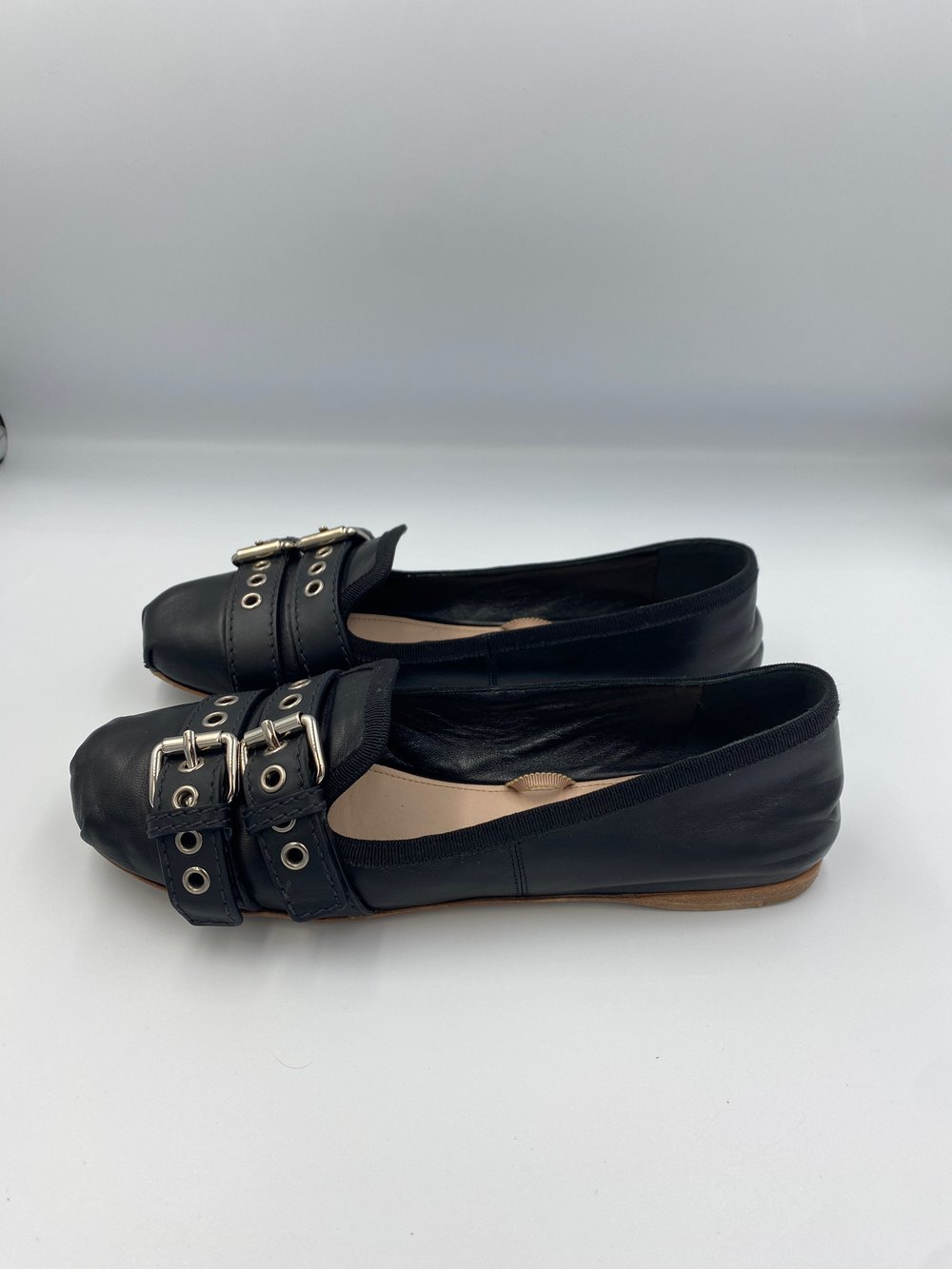 Image of Miu Miu - Leather Ballerinas 38EU