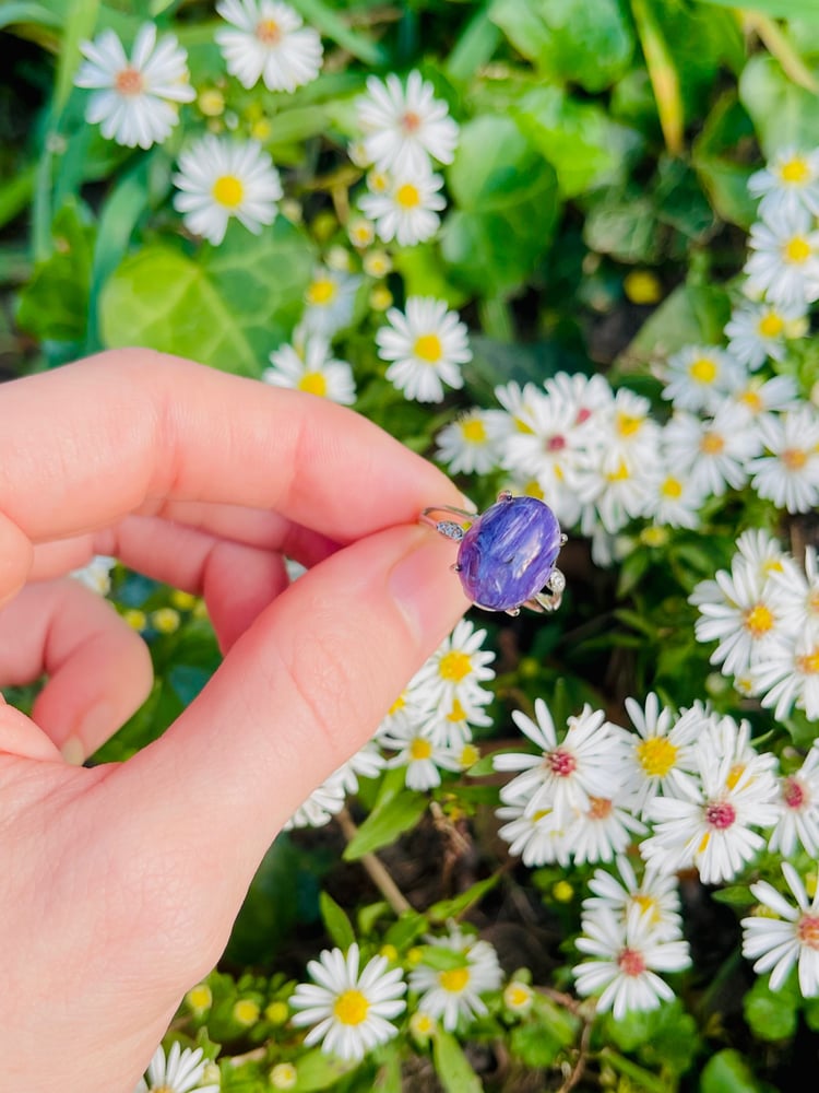 Image of Charoite Silver Adjustable Ring