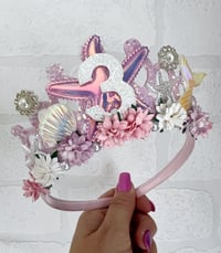 Image 3 of Pink mermaid birthday tiara crown