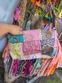 Image 7 of FRILL body cross Sari bag with ruffle -large detachable strap- Peace
