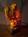 Yellow and Red And Orange Themed Ceramic Cactus Night Light Lamp